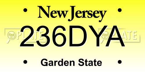 236DYA New Jersey License Plate