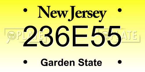 236E55 New Jersey License Plate