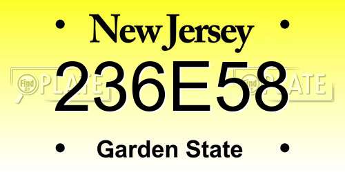 236E58 New Jersey License Plate
