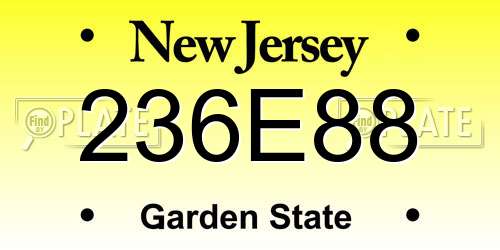 236E88 New Jersey License Plate