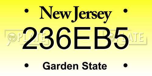 236EB5 New Jersey License Plate