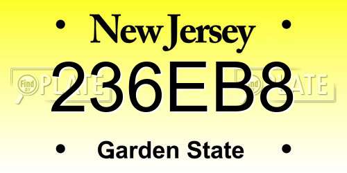 236EB8 New Jersey License Plate
