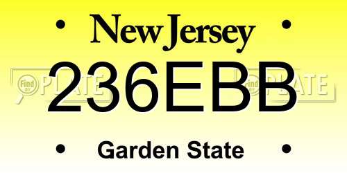 236EBB New Jersey License Plate