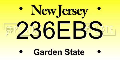 236EBS New Jersey License Plate