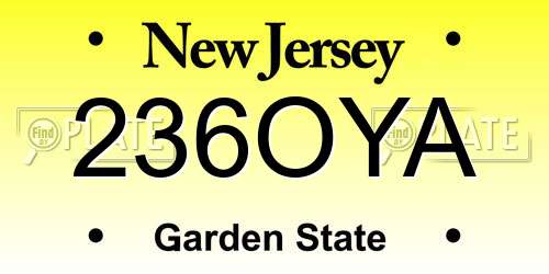 236OYA New Jersey License Plate
