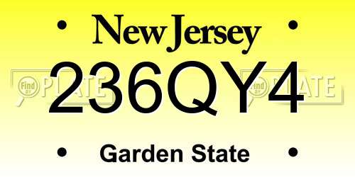 236QY4 New Jersey License Plate