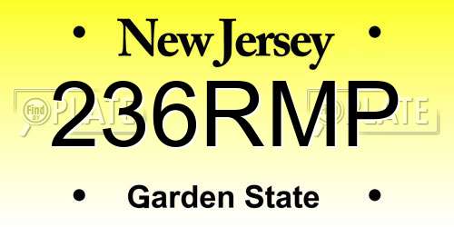 236RMP New Jersey License Plate