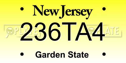 236TA4 New Jersey License Plate