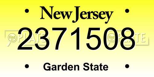 2371508 New Jersey License Plate