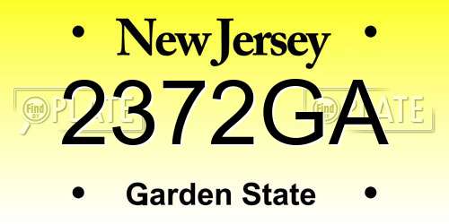 2372GA New Jersey License Plate