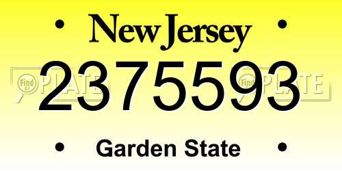 2375593 New Jersey License Plate
