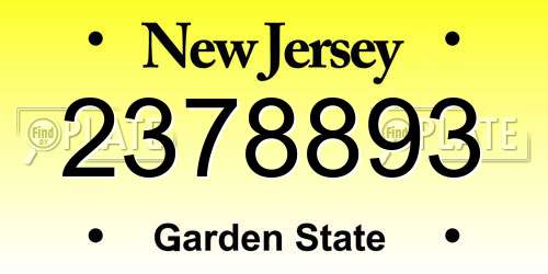 2378893 New Jersey License Plate