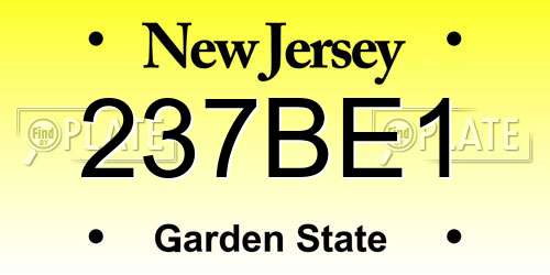 237BE1 New Jersey License Plate
