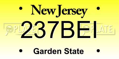 237BEI New Jersey License Plate