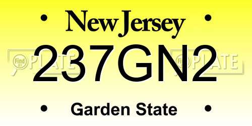 237GN2 New Jersey License Plate