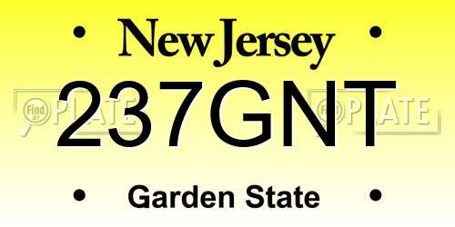 237GNT New Jersey License Plate