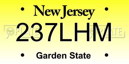 237LHM New Jersey License Plate