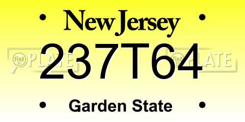 237T64 New Jersey License Plate