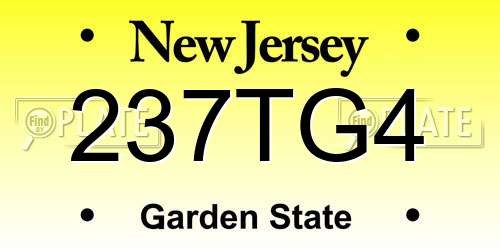 237TG4 New Jersey License Plate
