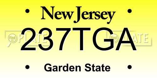237TGA New Jersey License Plate