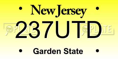 237UTD New Jersey License Plate