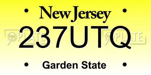 237UTQ New Jersey License Plate