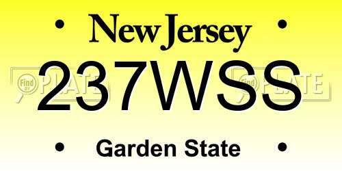237WSS New Jersey License Plate