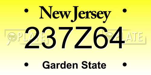 237Z64 New Jersey License Plate