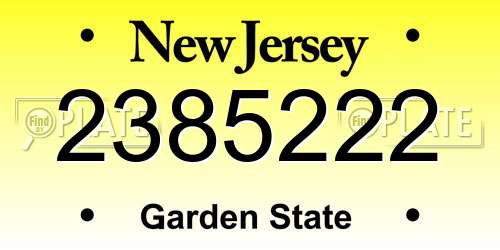 2385222 New Jersey License Plate