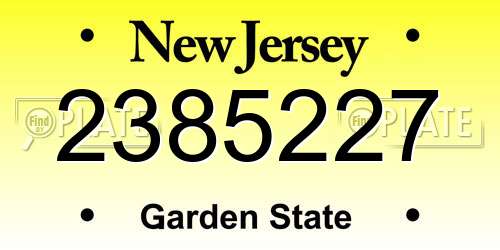 2385227 New Jersey License Plate