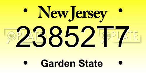 23852T7 New Jersey License Plate
