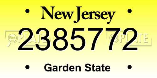 2385772 New Jersey License Plate