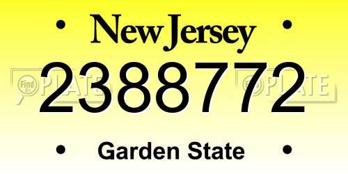 2388772 New Jersey License Plate