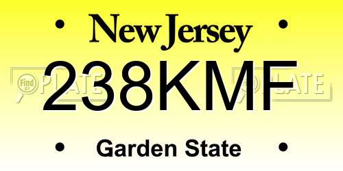 238KMF New Jersey License Plate