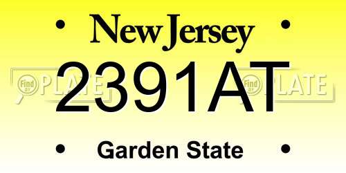 2391AT New Jersey License Plate