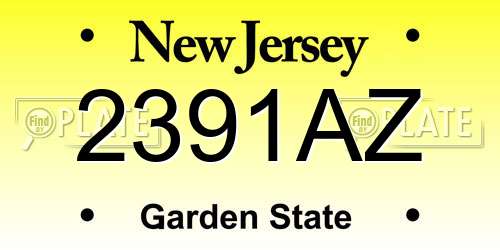 2391AZ New Jersey License Plate