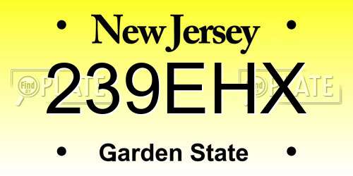 239EHX New Jersey License Plate