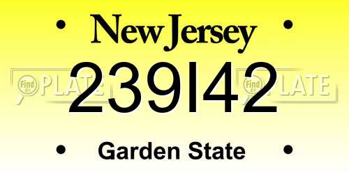 239I42 New Jersey License Plate