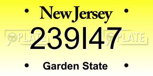 239I47 New Jersey License Plate
