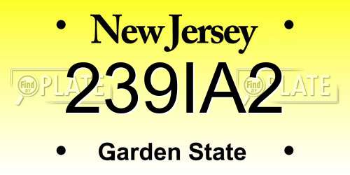 239IA2 New Jersey License Plate