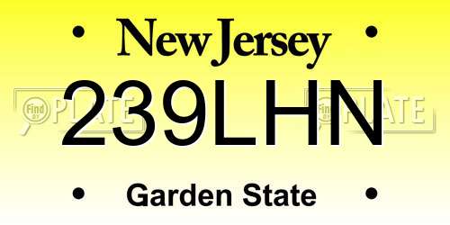 239LHN New Jersey License Plate