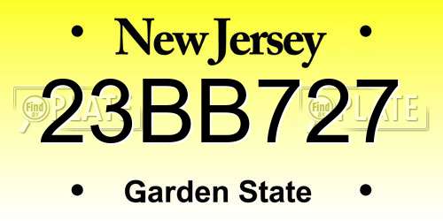 23BB727 New Jersey License Plate