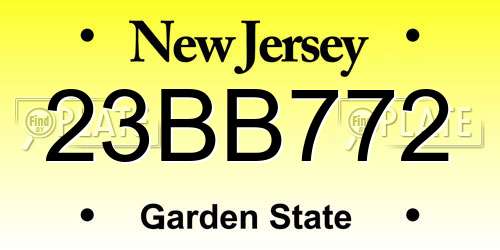 23BB772 New Jersey License Plate