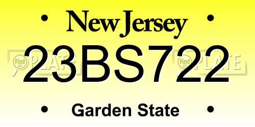 23BS722 New Jersey License Plate