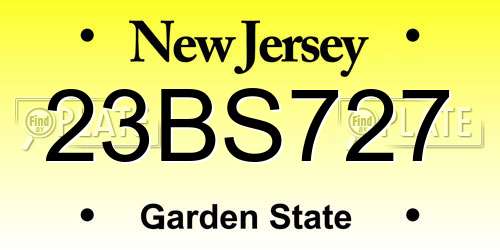 23BS727 New Jersey License Plate