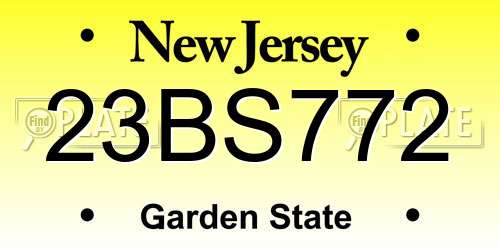 23BS772 New Jersey License Plate