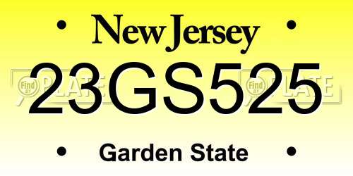 23GS525 New Jersey License Plate