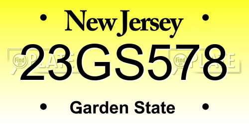 23GS578 New Jersey License Plate