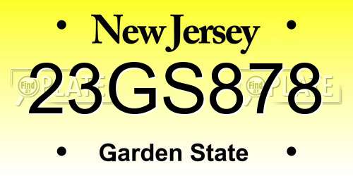 23GS878 New Jersey License Plate