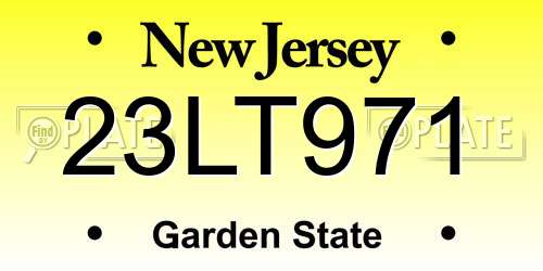23LT971 New Jersey License Plate